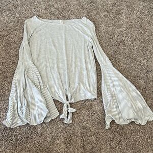 Tie front, bell sleeve top